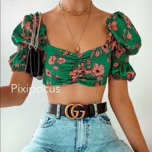 Zara Floral Satin Crop Top